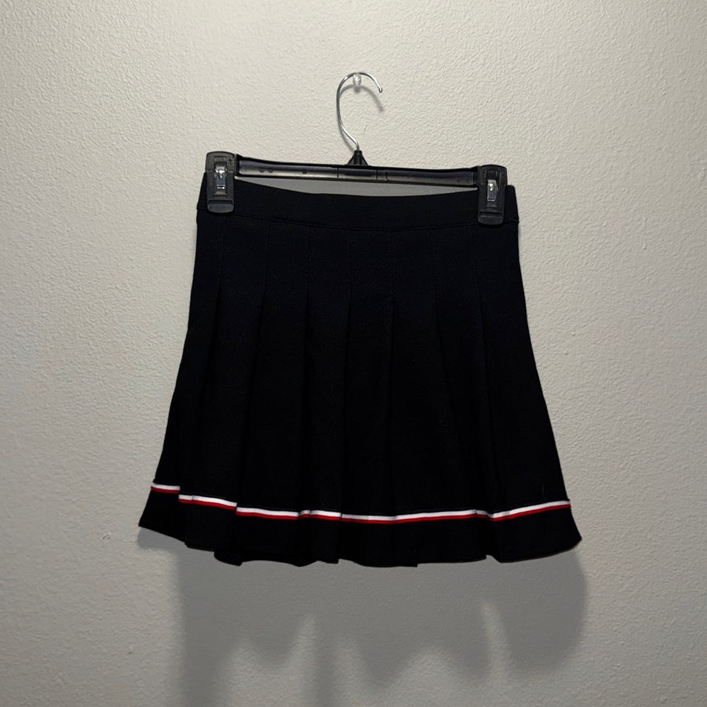 Black Mini Skirt with Red & White Stripe